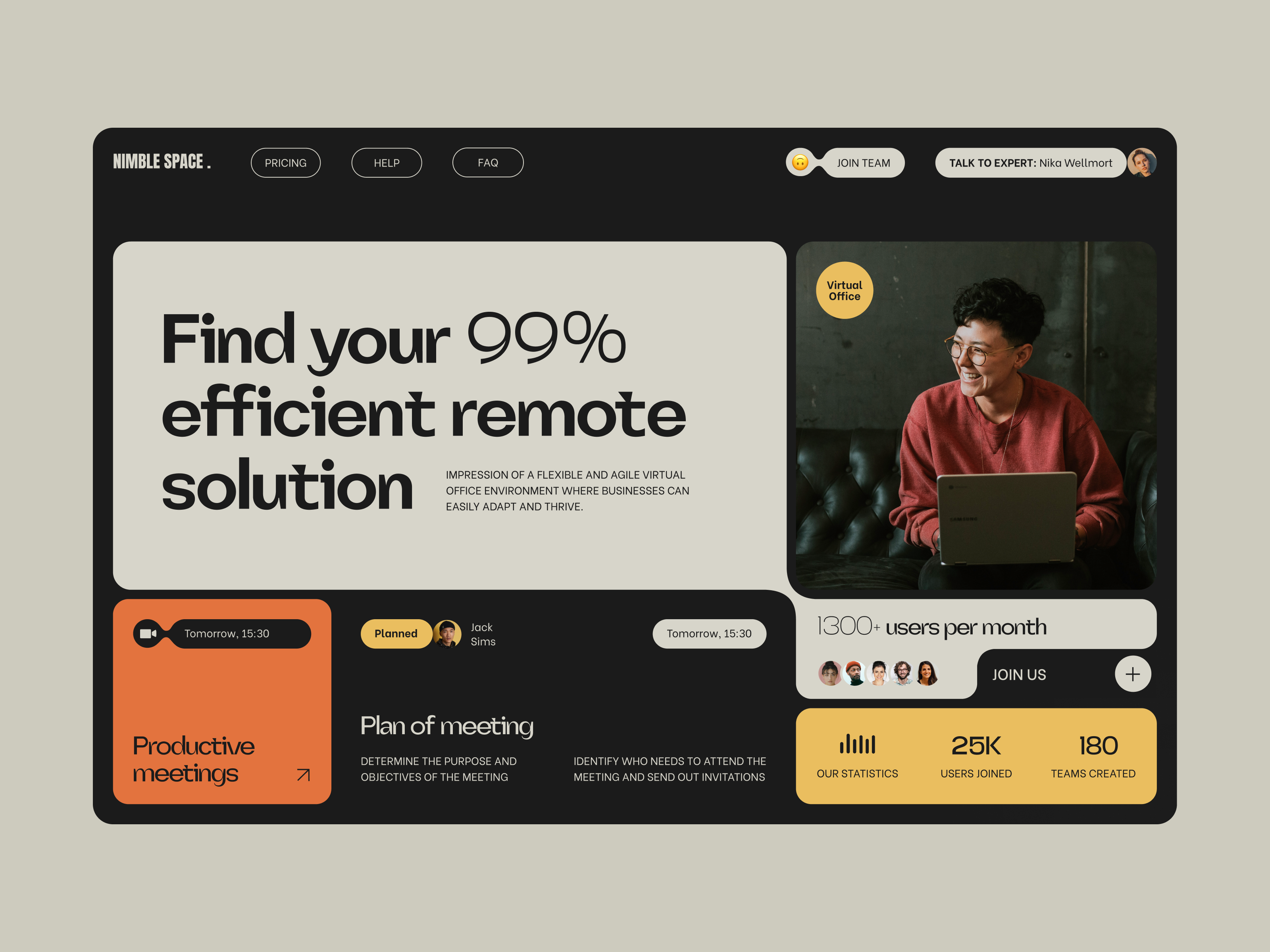 NIMBLE SPACE - Website Concept concept design ui uiux ux web web design