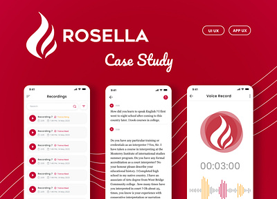 Rosella Speech to Text App ( Case Study ) adobe illustrator branding case study case study design figma ios ux design mobile app design mobile ui design mobile ux design mockup design rosella speech to text app ui ui design uiux design user experience user interface user persona ux ux design