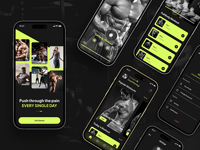 GYM App - Workout Planner app branding cardio clean crossfit dark design fitness fitness app gym gym app health healthcare mobile app training ui ux