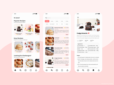 Dessert Recipe App UI Design 2 app design dessert poppins recipe recipe app ui ui design unsplash ux