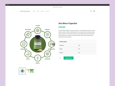 Shopify + PageFly Product Page for Sea Moss And Organic Products bio branding clean design e commerce fresh green health minimalism minimalist organic pagefly product page products sea moss shopify ui ux vegan web design