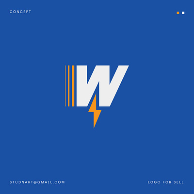 W With Electric Bolt abstract app bolt branding design electric bolt electric logo graphic design logo modern w logo w with bolt