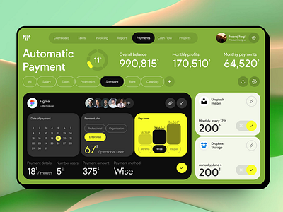 Finance Service Dashboard UI branding challenge dashboard design finance green retro ui ui design webpage
