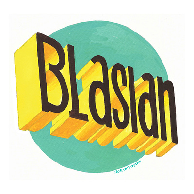 Blasian Type Sticker art of robert liu trujillo blasian gouache lettering typography