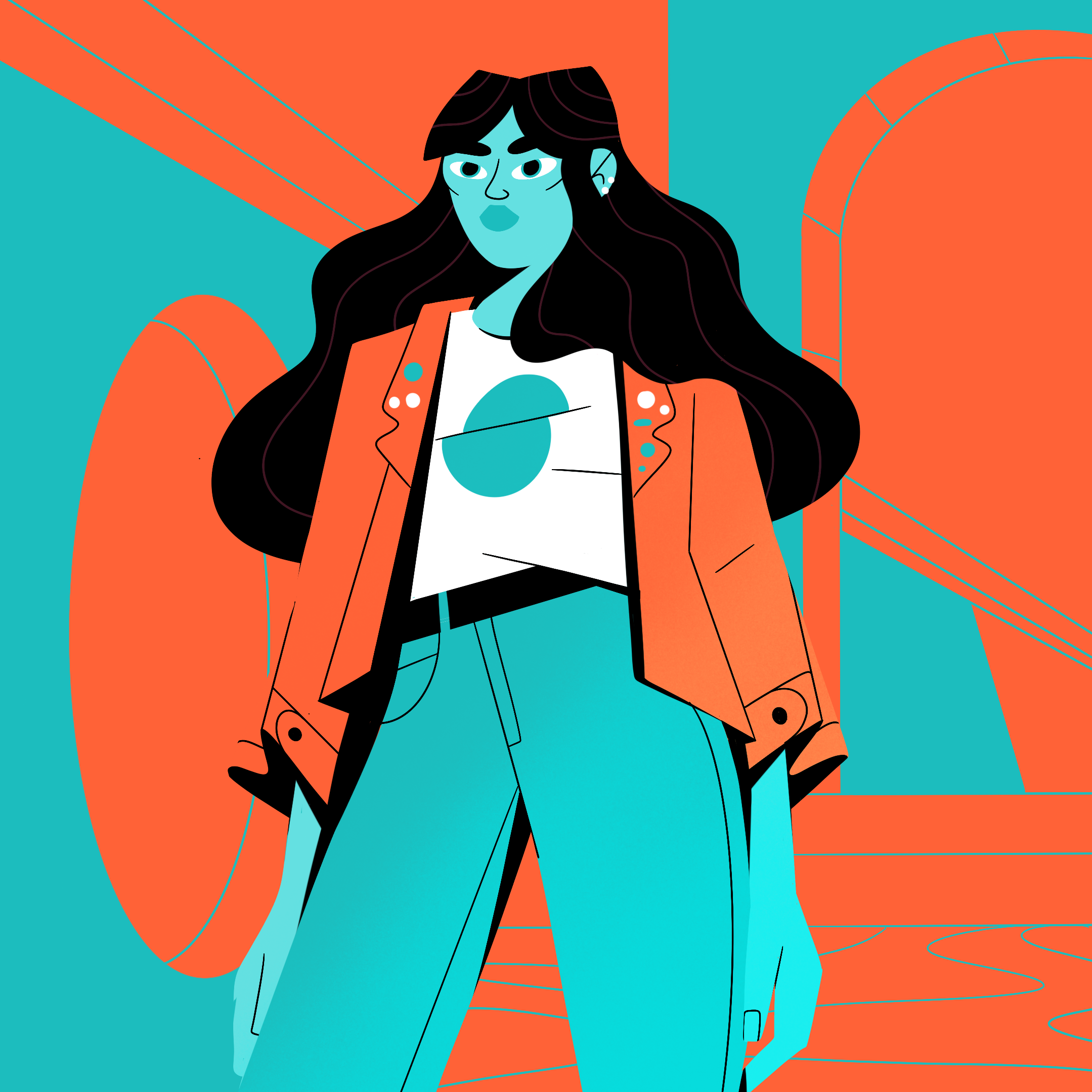 Lines & Colours abstract animation branding character city clothing colours design explainer flat girl power shapes ui vector woman