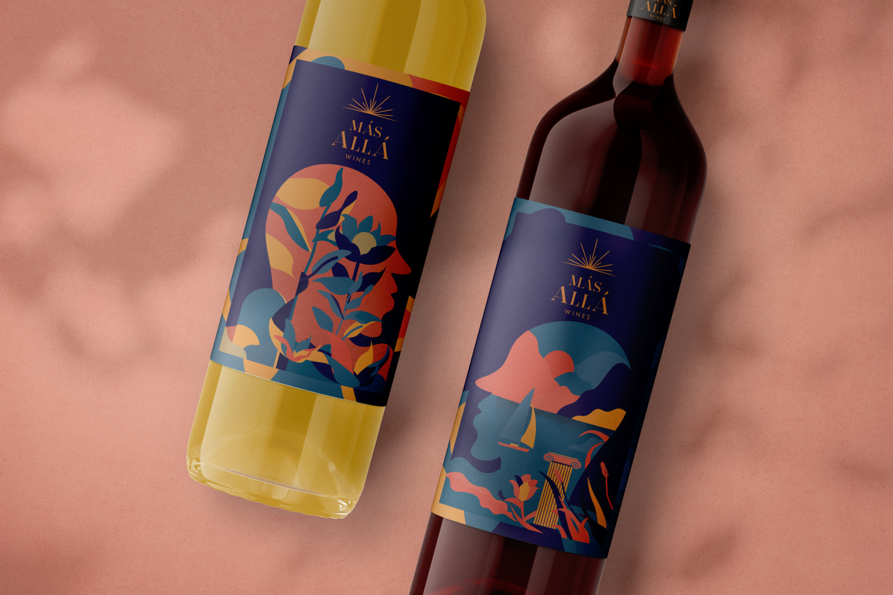 Más Allá Wines adobe illustrator california colors design digital art grapes illustration nancykouta nature packaging usa vector wine