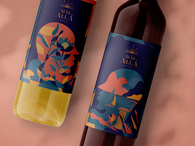 Más Allá Wines adobe illustrator california colors design digital art grapes illustration nancykouta nature packaging usa vector wine
