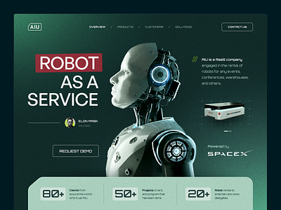 AIU RaaS - Robot Rental Website artificial intellegent design graphic design landing page raas robot robot as a services ui web design website