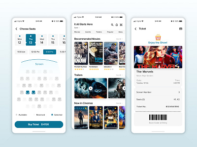 Movie Tickets Booking App animation app app ui booking app branding design illustration logo mobile app ui movie tickets app ui uiux