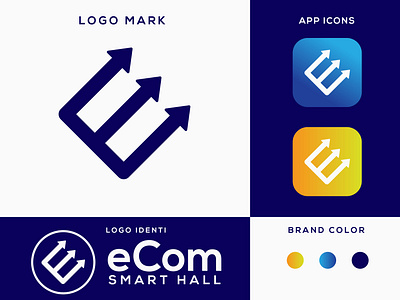 Concept : E Commerce with letter E logo Design (Unused) arrow arrow logo brand identity e com e commerce e logo letter logo