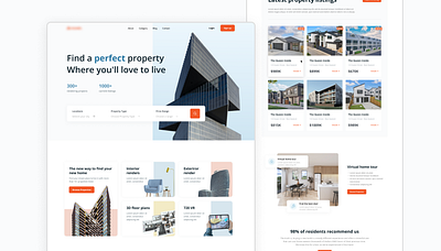 Real estate [website] branding design flat illustration minimal minimalistic typography ui web