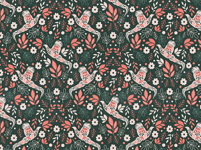 Folk Art Birds Surface Design animal pattern animals bird pattern birds design feminine folk art illustration repeat pattern seamless pattern surface design surface pattern