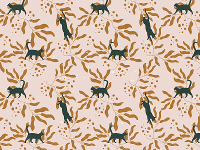 Curious Cats Seamless Pattern animals cat pattern cats cute design domestic pets feminine illustration kittens pattern repeat pattern seamless pattern surface design surface pattern
