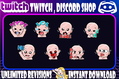 Baby twitch emotes and twitch sub badges baby emotes chibi emotes custom emotes cute baby emoji emotes illustration sub badges twitch twitch badges twitch emoji twitch emotes