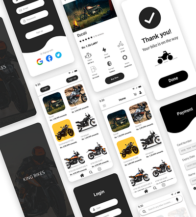 Bike store App animation app design mobile ui ux