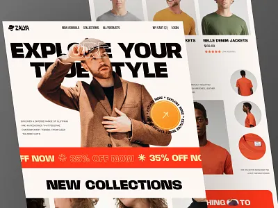 ZALYA - Men's Fashion E-commerce Web Design / Cloth Landing Page bold design clothes clothing colorful web design ecommerce fashion fashion landing page fashion store fashion website design landing page man fashion online shop streetwear web3