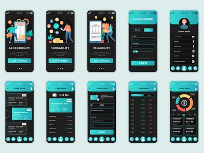 Banking Concept Screens Set Mobile App Template UI UX GUI app banking best design design graphic design gui illustration mobile app ui ux
