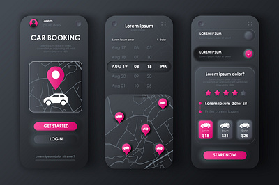 Car Booking Concept Template Set transportation Service app best design booking car car booking design illustration ui ux