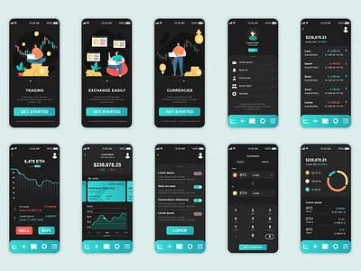 Crypto Exchange Concept Screens Mobile App Template UI UX best design crypto design exchange illustration ui ux vector