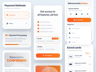 Subscription workflow app elements mobileappdesign subscription subscriptionpage ui ux webapp