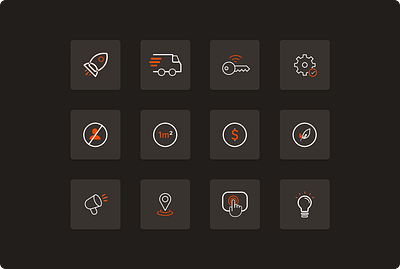 Coffee icon set coffee design icon orange pack rocket station