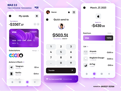 Banking App concept mobile product design ui