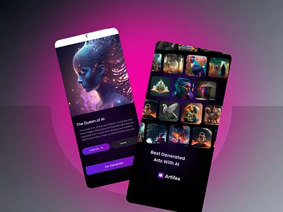 Artifex The AI Art mobile design app best ui figma mobile app mobile ui moke p ui