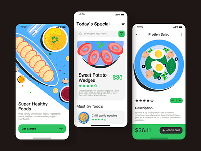 Healthy food app UI app ui digital arts flat vector food app healthy food healthy food app illustration ui ui design ui ux