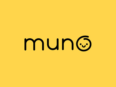 MUNO logotype brand identity branding design face flat happy icon letterforms logo mark minimal playful simple vector wordmark