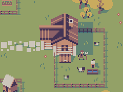 Tiny farm for tiny sheeps! 16bit 8bit environment design environmentart gameart illustration lowres minimalistart minimalistic pixel art pixelart retro retroart tiny tinyart tinypixels