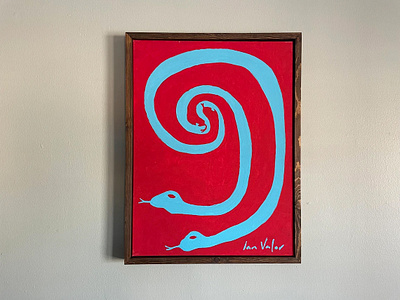 4 Snakes With A Single Line acrylic painting snakes