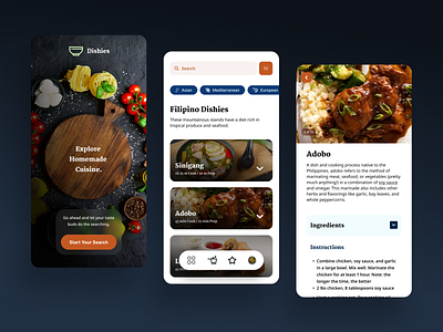Dishies / Homemade Cuisine App adobo app category cooking cuisine design filipino food foodie mobile onboarding recipe ui ux