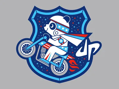 Rider Panda Tee america badge bike cape dude perfect evel knievel fire flames graphic tee mascot motorcycle panda route 66 stars stars and stripes t shirt tee united states usa