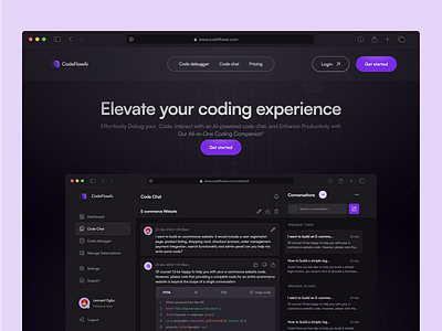 CodeFlowAi ai clean codechat coding figma landing page ui