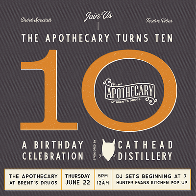 Apothecary's Tenth Birthday branding graphic design typography