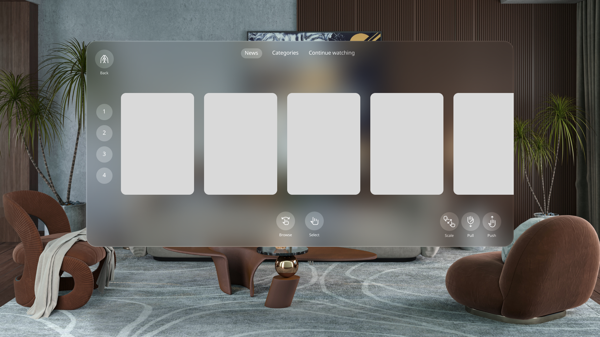 Spatial UI: Video Library design ui ux