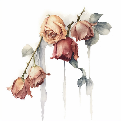 Hanging Roses In Pale Orange #3 flowers roses watercolor