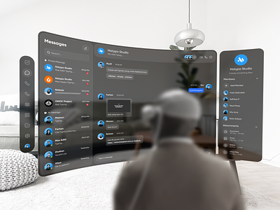 Vision Pro Message Dashboard - Spatial UI Design apple apple vision pro ar ar design calling chat chatting dashboard future group chat message message dashboard messanger modern product product design spatial ui technology vision pro vr