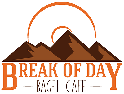 Break of Day Bagel Cafe adobe bagel brand branding break cafe color day design graphic design illustration illustrator logo logo design mountains orange redesign rustic sunrise vector