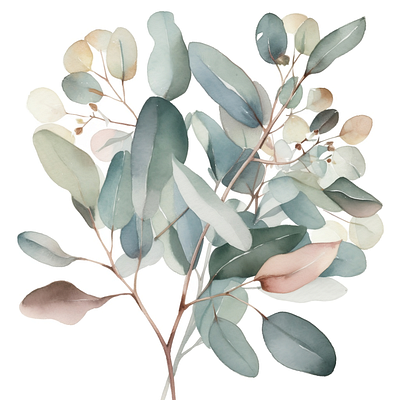 Eucalyptus Study #2 eucalyptus flowers watercolor