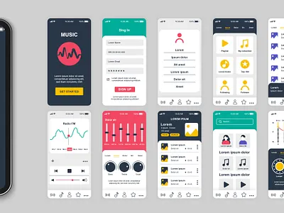 Music Mobile App Screens UI Design Template app design best design design graphic design illustration mobile app music app ui ux