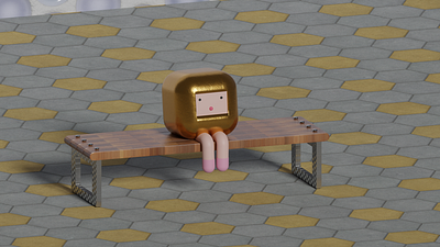 Golden reflections 3d 3d character bench blender blender 3d design detailed bench details golden handcrafted bench render