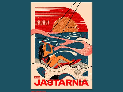 Jastarnia 2023 baltic color graphicdesign illustration pattern sea summer surfing vector