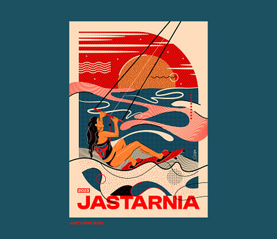 Jastarnia 2023 baltic color graphicdesign illustration pattern sea summer surfing vector