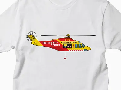Emergency Coffee coffee espresso glenn jones glennz helicopter illustration illustrator tee tshirt vector