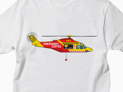 Emergency Coffee coffee espresso glenn jones glennz helicopter illustration illustrator tee tshirt vector