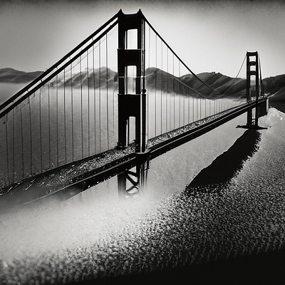 Golden Gate Bridge black and white bridge geometric golden gate grain grainy graphic design illustration illustrator noise texture