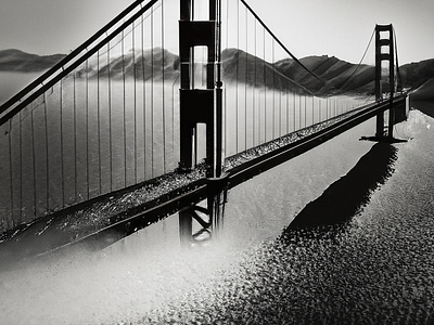 Golden Gate Bridge black and white bridge geometric golden gate grain grainy graphic design illustration illustrator noise texture