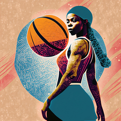 basketball player abstract african american afro american basketball design geometric grain grainy graphic design illustration illustrator noise noisy player portrait texture vector women
