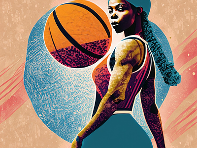 basketball player abstract african american afro american basketball design geometric grain grainy graphic design illustration illustrator noise noisy player portrait texture vector women